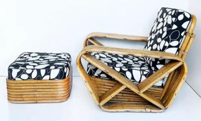 Paul Frankl Paul Frankl Pretzel Six Strand Club Chairs with Ottomans Set of 4