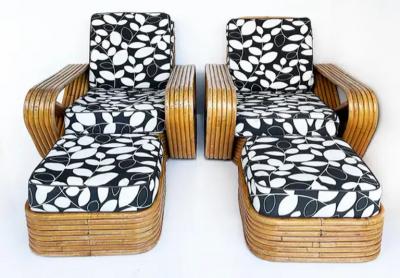 Paul Frankl Paul Frankl Pretzel Six Strand Club Chairs with Ottomans Set of 4