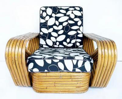 Paul Frankl Paul Frankl Pretzel Six Strand Club Chairs with Ottomans Set of 4