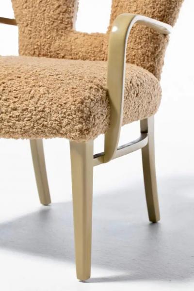 Paul Frankl Paul Frankl Set of 14 Dining Chairs in Bleached Mahogany Latte Boucl c 1950