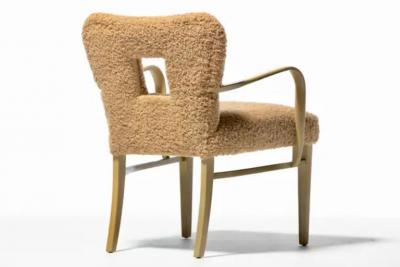 Paul Frankl Paul Frankl Set of 14 Dining Chairs in Bleached Mahogany Latte Boucl c 1950
