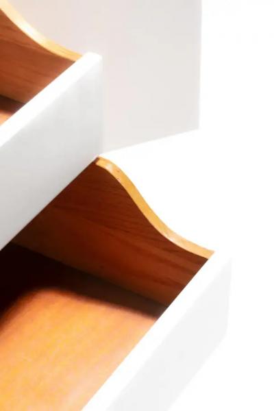 Paul Frankl Paul Frankl Tall Chest in White Chocolate Lacquer with Brass Hardware c 1950s