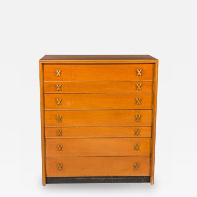 Paul Frankl Paul Frankl for Johnson Furniture Co Mid Century Walnut Six Drawer High Chests