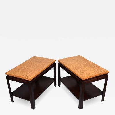Paul Frankl Paul Frankl side cork top mahogany tables for Johnson Furniture Co 