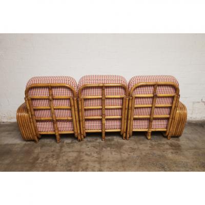 Paul Frankl Paul T Frankl Rattan 3 Seat Settee