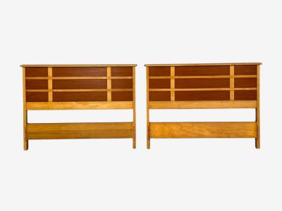 Paul Frankl Rare Twin Headboards Mahogany Rock Maple USA 1950s