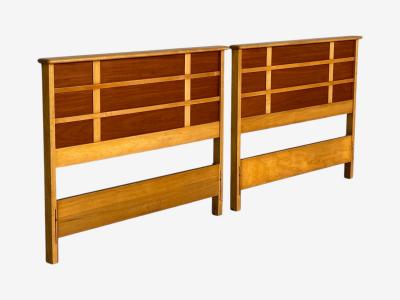 Paul Frankl Rare Twin Headboards Mahogany Rock Maple USA 1950s