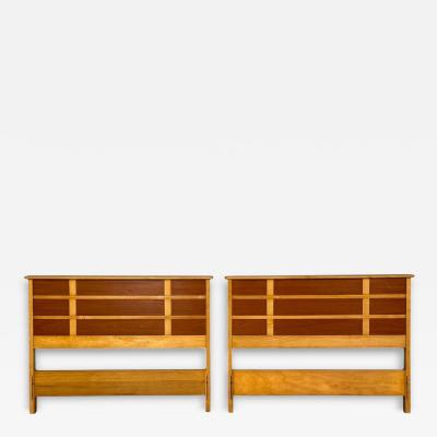Paul Frankl Rare Twin Headboards Mahogany Rock Maple USA 1950s
