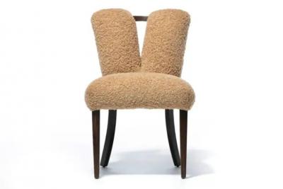Paul Frankl Set of 14 Paul Frankl Corset Oak Dining Chairs for Brown Saltman in Latte Boucl 