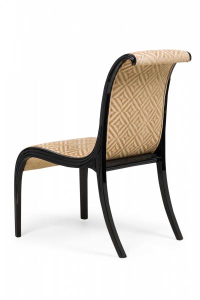 Paul Frankl Set of 8 Paul Frankl Ebonized and Upholstered Skyscraper Side Chairs