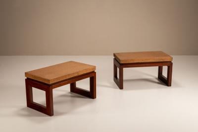 Paul Frankl Set of Two Stools by Paul Frankl in Cork and Wood for Johnson The United States