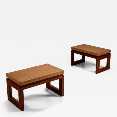 Paul Frankl Set of Two Stools by Paul Frankl in Cork and Wood for Johnson The United States