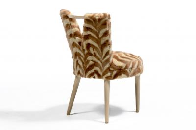Paul Frankl Style Corset Back Side Chair Upholstered in Vintage Mink Fur