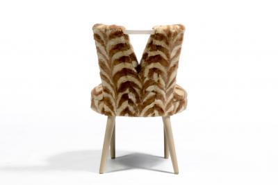 Paul Frankl Style Corset Back Side Chair Upholstered in Vintage Mink Fur