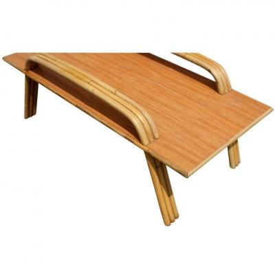 Paul Frankl Style Tropitan Bamboo Coffee Table