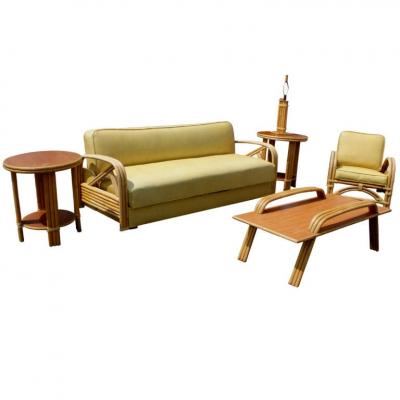Paul Frankl Style Tropitan Bamboo Coffee Table