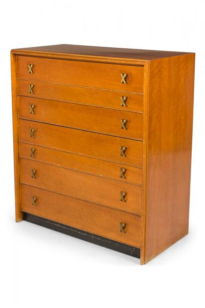 Paul Frankl for Johnson Furniture Co Mid Century Walnut Six Drawer High Chests