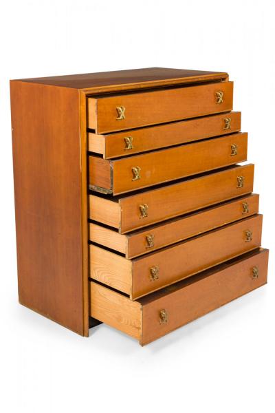 Paul Frankl for Johnson Furniture Co Mid Century Walnut Six Drawer High Chests