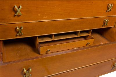 Paul Frankl for Johnson Furniture Co Mid Century Walnut Six Drawer High Chests