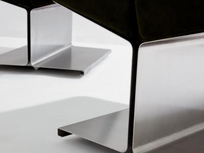 Paul Geoffroy Paul Geoffroy for Uginox stainless steel alcantara ottomans 1975