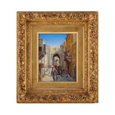 Paul H Ellis Orientalist oil painting of a Jerusalem street by Ellis