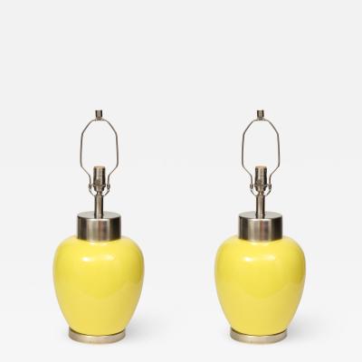 Paul Hanson Paul Hanson Lemon Yellow Porcelain Lamps