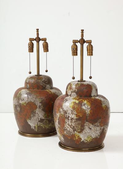 Paul Hanson Paul Hanson Mottled Glazed Ceramic Lamps