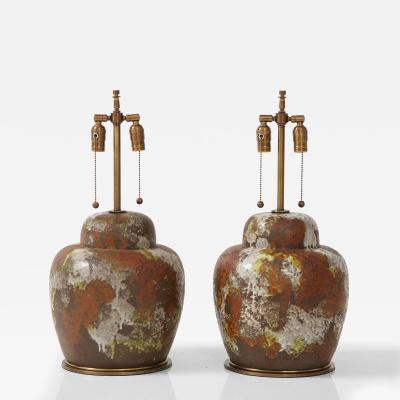 Paul Hanson Paul Hanson Mottled Glazed Ceramic Lamps