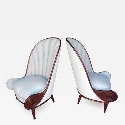 Paul Iribe After Paul Iribe circa 70 fantastic pair of Nautile Armchairs
