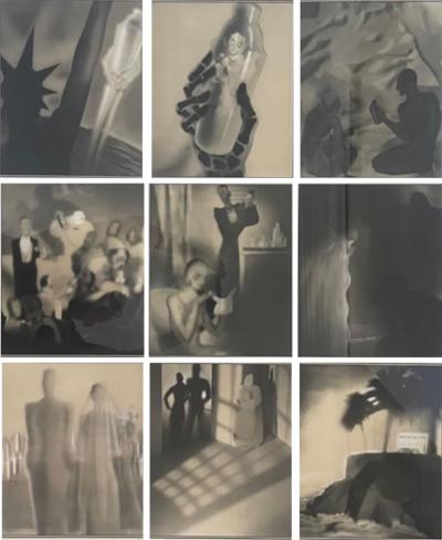 Paul Iribe Rose et Noir Commentary on Social Drinking Triple Triptych by Paul Iribe