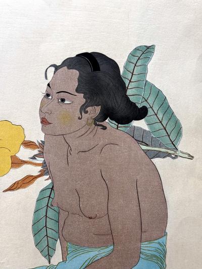 Paul Jacoulet Editioned Woodblock Print Jeune Fille de Saipan by Paul Jacoulet