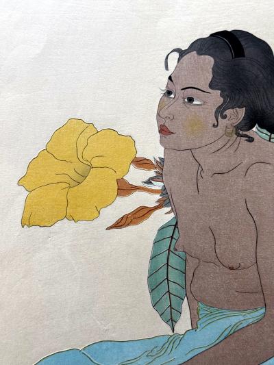Paul Jacoulet Editioned Woodblock Print Jeune Fille de Saipan by Paul Jacoulet