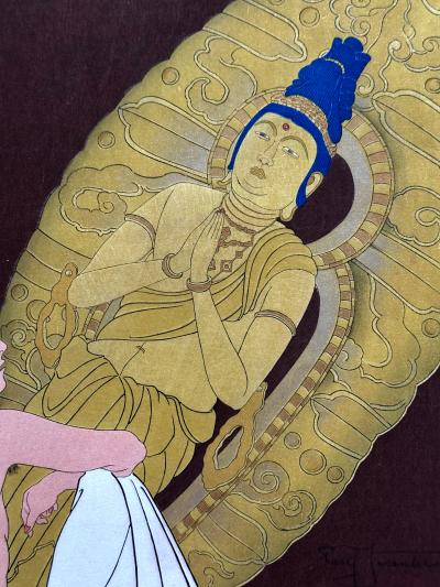 Paul Jacoulet Framed Rare Woodblock Print Le Genie Sans Nom by Paul Jacoulet