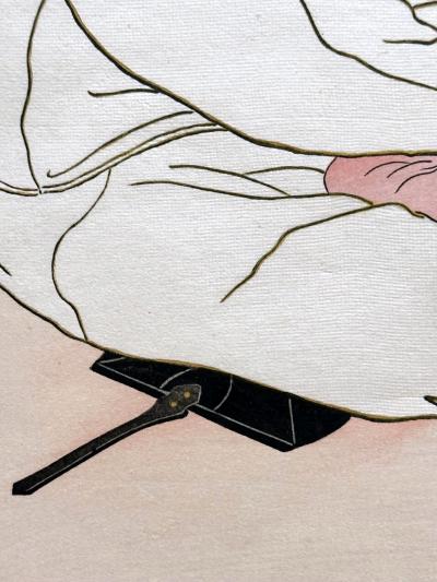 Paul Jacoulet Framed Woodblock Print La Lettre du Fils Coree Early Version by Paul Jacoulet