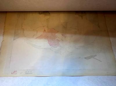 Paul Jacoulet Framed Woodblock Print La Lettre du Fils Coree Early Version by Paul Jacoulet