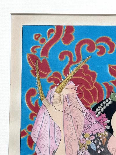 Paul Jacoulet Framed Woodblock Print Les Perles by Paul Jacoulet