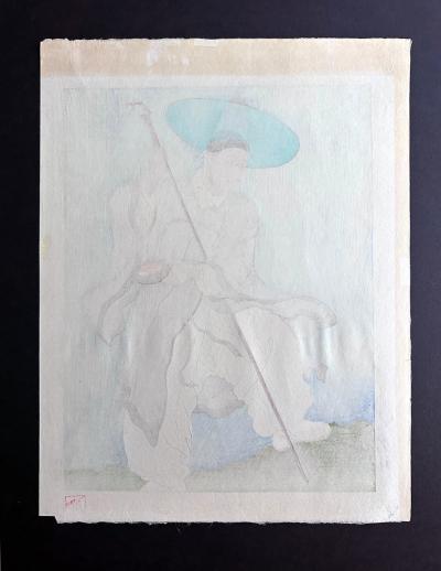 Paul Jacoulet Japanese Woodblock Print Le Bonze Errant by Paul Jacoulet