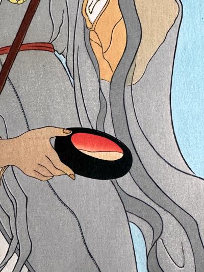 Paul Jacoulet Japanese Woodblock Print Le Bonze Errant by Paul Jacoulet