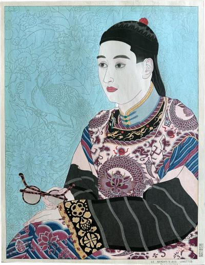 Paul Jacoulet Japanese Woodblock Print Le Mandarin Aux Lunettes by Paul Jacoulet