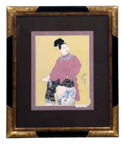 Paul Jacoulet Japanese Woodblock Print Le Tabouret de Porcelaine by Paul Jacoulet