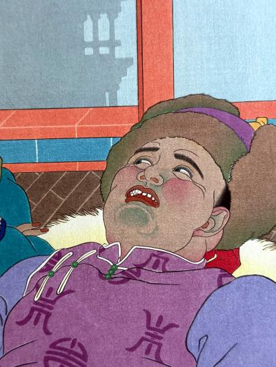 Paul Jacoulet Japanese Woodblock Print Une Histoire Tres Drole by Paul Jacoulet