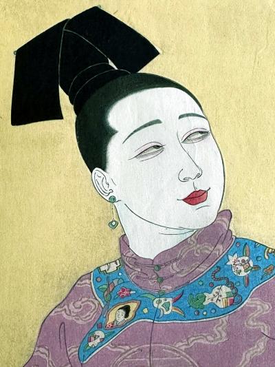 Paul Jacoulet Rare First Edition Woodblock Print Le Tabouret de Porcelaine Paul Jacoulet