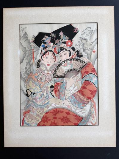 Paul Jacoulet Rare Set of Five Dames Chinoises et Madchoues Woodblock Prints Paul Jacoulet