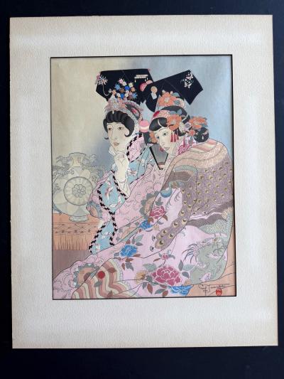 Paul Jacoulet Rare Set of Five Dames Chinoises et Madchoues Woodblock Prints Paul Jacoulet