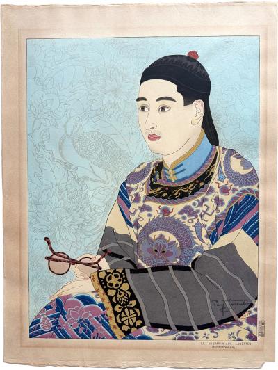 Paul Jacoulet Woodblock Print Le Mandarin Aux Lunettes by Paul Jacoulet