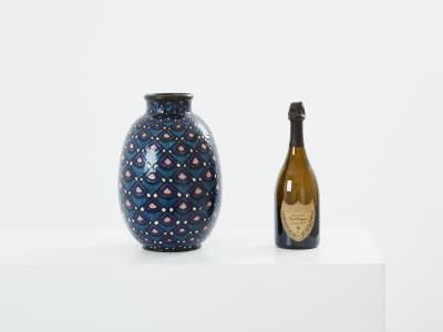 Paul Jacquet French Art Deco enameled ceramic vase 1930