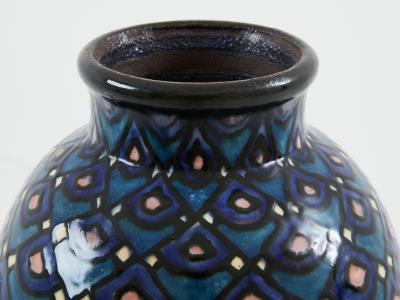 Paul Jacquet French Art Deco enameled ceramic vase 1930