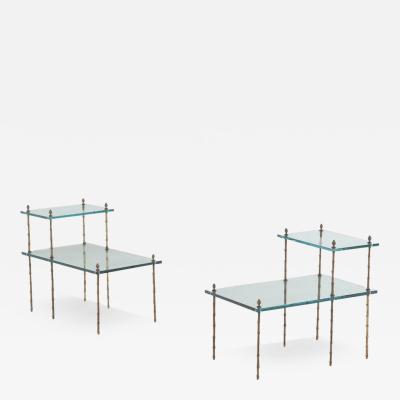 Paul Jansen A Pair of French bronze faux bamboo end tables in the manner of Jansen C 1950 