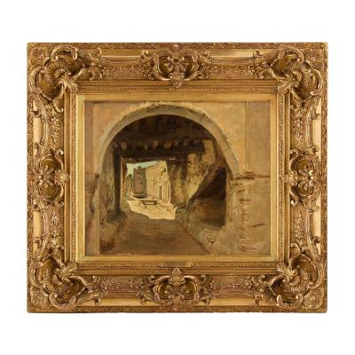 Paul Jean Baptiste Lazerges Antique Orientalist oil painting of Biskra by Paul Lazerges