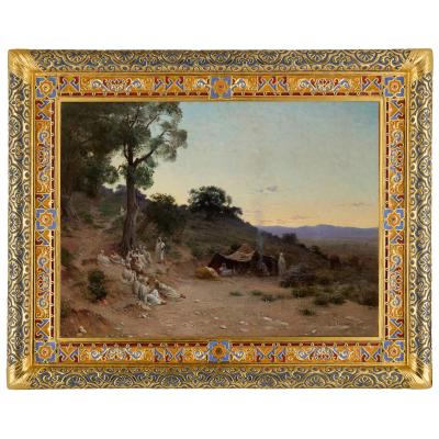 Paul Jean Baptiste Lazerges Large Orientalist painting of an evening landscape by Lazerges